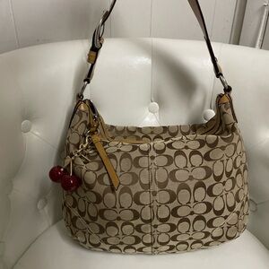 Coach Beige Signature Canvas Shoulder Bag